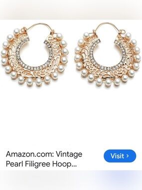 Fashion Jewelry Gold Pearl Hoop Earrings